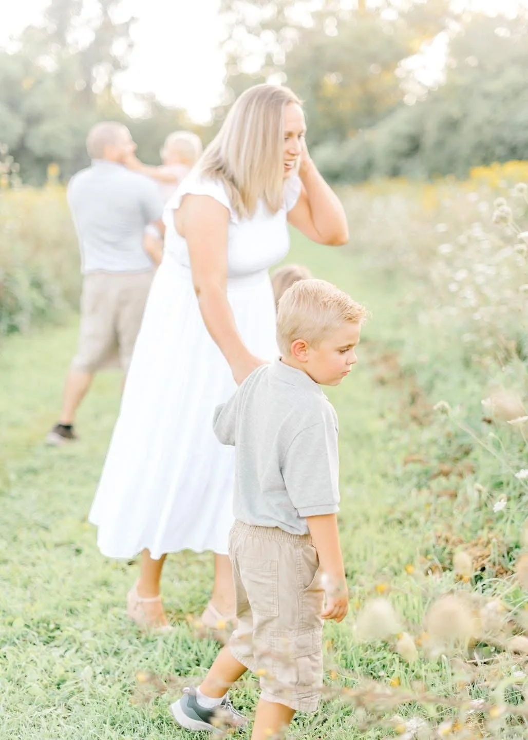 Candid moment from a Central New York family portrait session