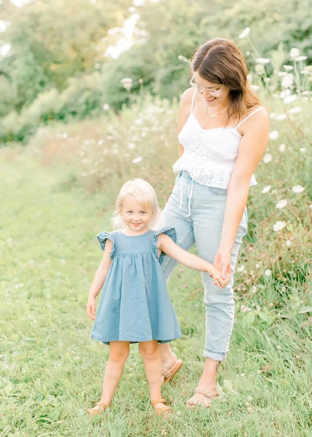 Mother and child photographed outdoors in natural light